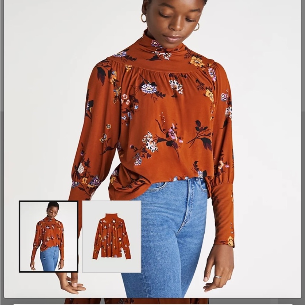 Ann Taylor brown floral shirt